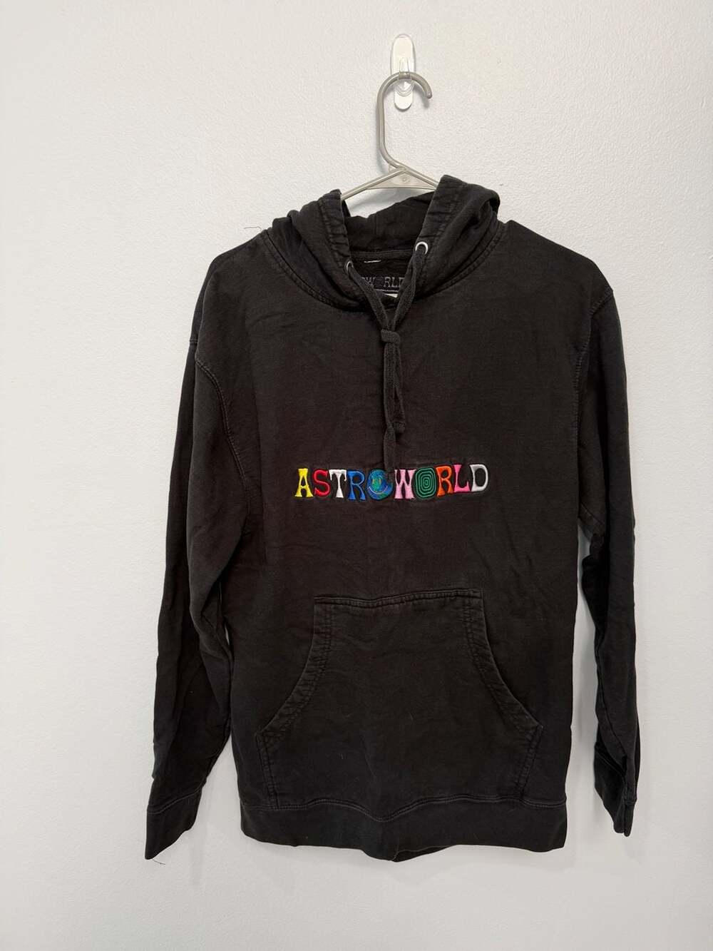 Travis Scott Astroworld 'Wish You Were Here' Rainbow Embroidered Black Hoodie